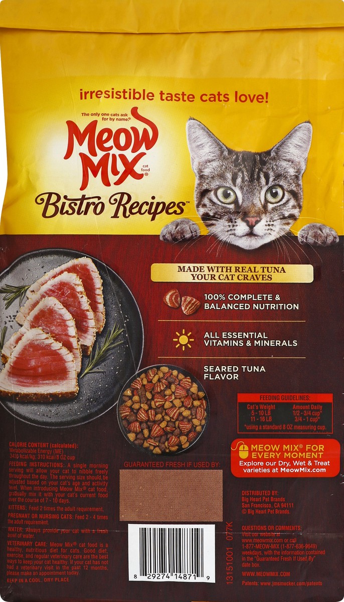slide 6 of 6, Meow Mix Bistro Recipes Seared Tuna Flavor Dry Cat Food, 3 lb