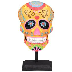 Sinomart Halloween Resin DOD Skull Head with Base 1 ea