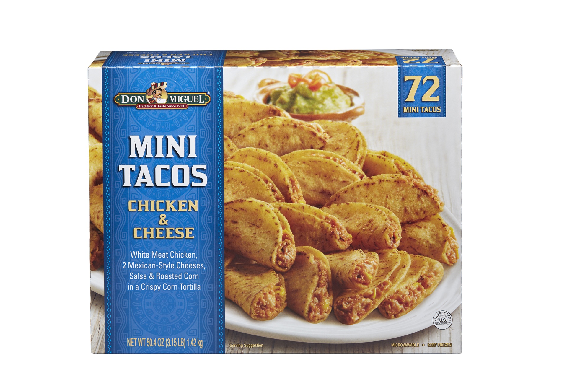 slide 1 of 2, Don Miguel Chicken & Cheese Mini Tacos, 50.4 oz