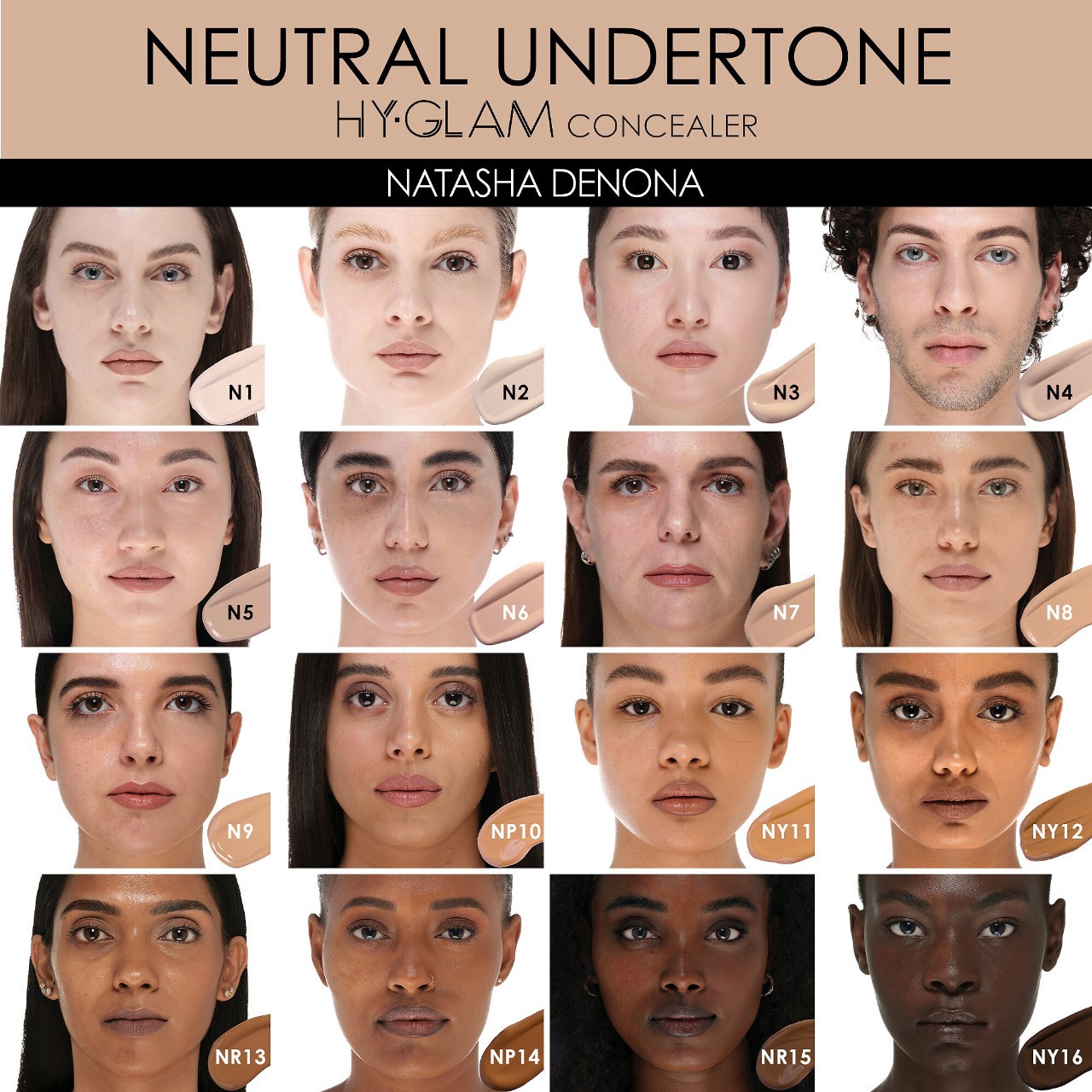 slide 3 of 10, NATASHA DENONA Hy-Glam Brightening & Hydrating Medium to Full Coverage Crease Proof Serum Concealer N6, 0.25 oz / 7.39 ml