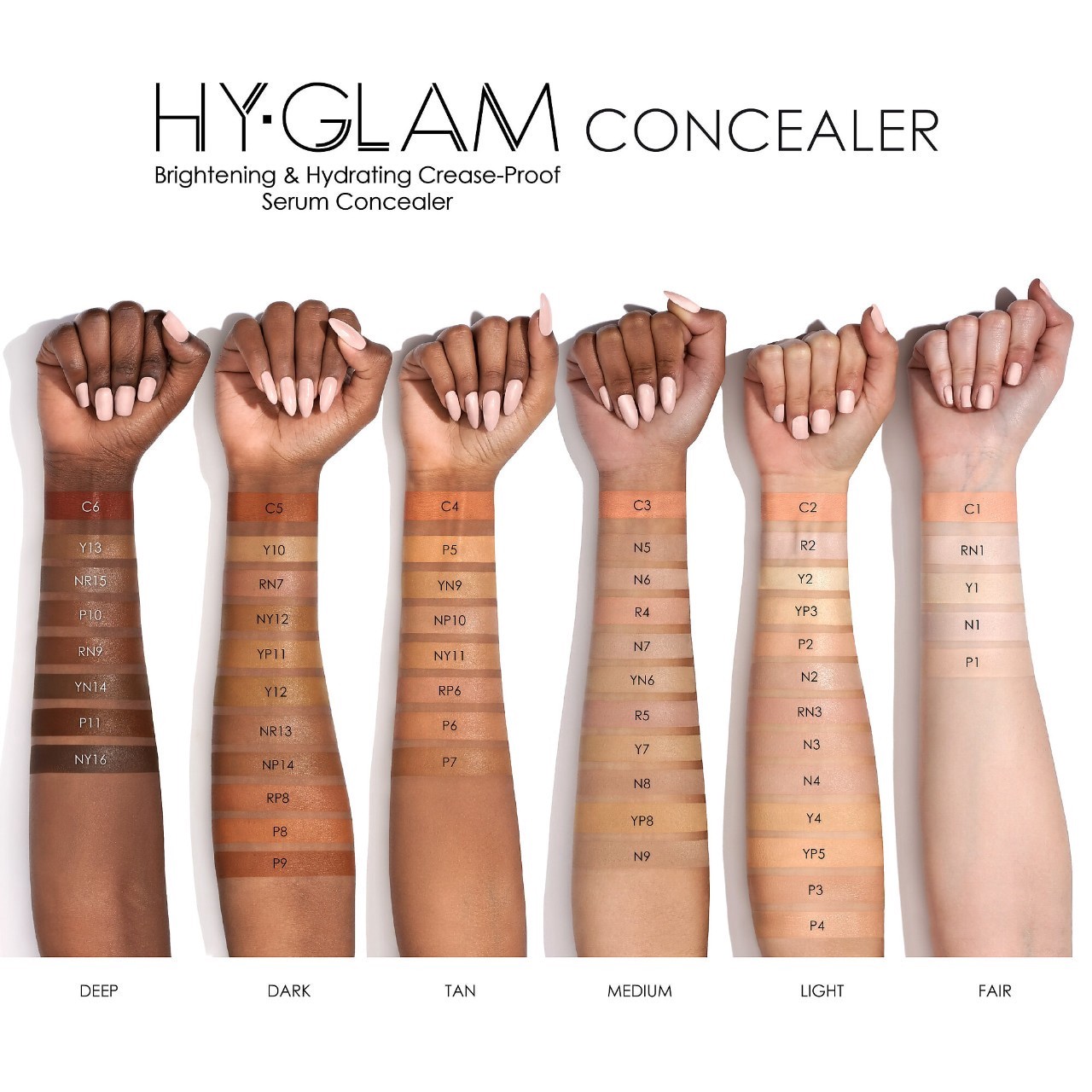 slide 4 of 10, NATASHA DENONA Hy-Glam Brightening & Hydrating Medium to Full Coverage Crease Proof Serum Concealer RN3, 0.25 oz / 7.39 ml