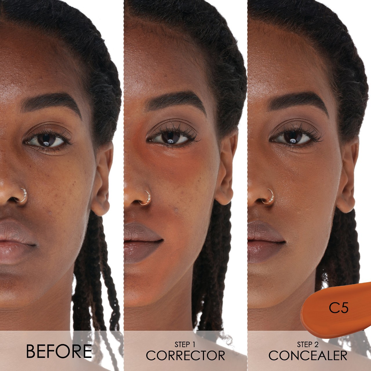 slide 2 of 9, NATASHA DENONA Hy-Glam Brightening & Hydrating Medium to Full Coverage Crease Proof Serum Color Corrector C5, 0.25 oz / 7.39 ml