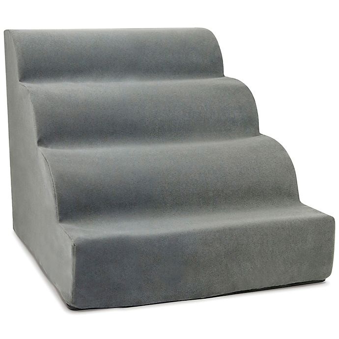 slide 8 of 9, Precious Tails High Density Foam Scalloped 4 Steps Pet Stairs - Grey, 1 ct