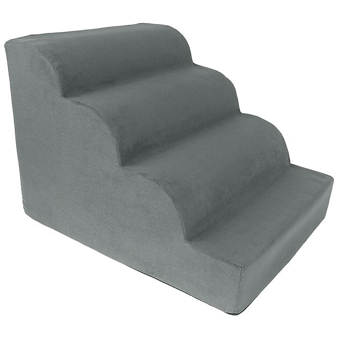 slide 2 of 9, Precious Tails High Density Foam Scalloped 4 Steps Pet Stairs - Grey, 1 ct