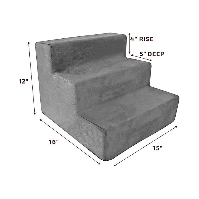 slide 10 of 10, Precious Tails High Density Foam 3 Steps Pet Stairs - Grey, 1 ct