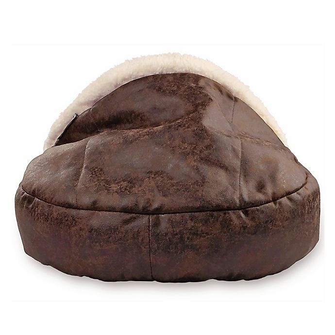 slide 2 of 6, Precious Tails Deep Dish Cave Small Pet Bed - Brown, 1 ct