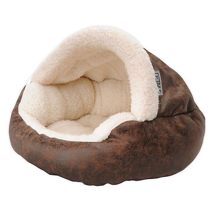 slide 1 of 6, Precious Tails Deep Dish Cave Small Pet Bed - Brown, 1 ct