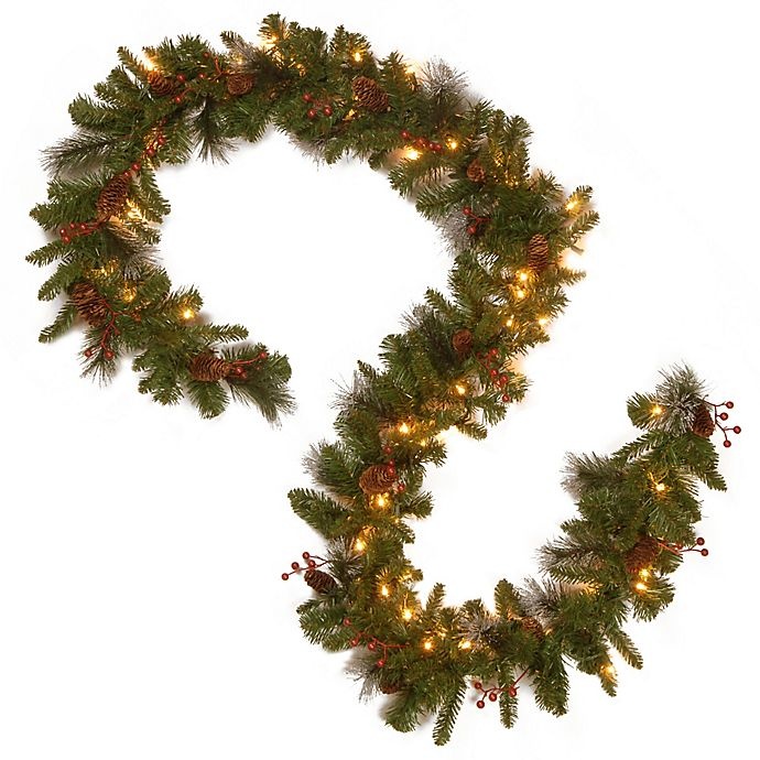 slide 6 of 6, National Tree Company Crestwood Spruce Pre-Lit Garland with Clear Lights, 9 ft
