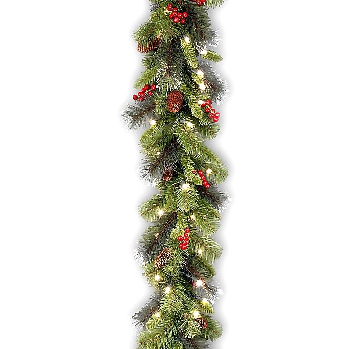 slide 1 of 6, National Tree Company Crestwood Spruce Pre-Lit Garland with Clear Lights, 9 ft
