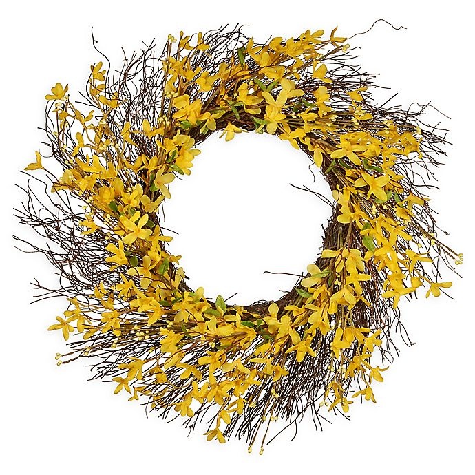 slide 1 of 1, National Tree Company Forsythia Flowers Wreath - Yellow, 24 in