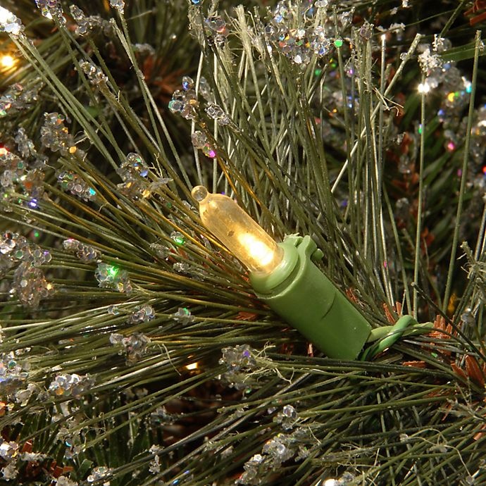 slide 3 of 3, National Tree Company Pre-Lit Glittery Bristle Pine Garland with Clear Lights, 9 ft