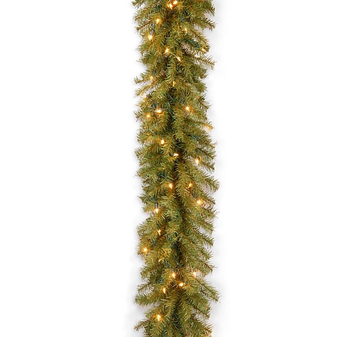 slide 1 of 1, National Tree Company Pre-Lit Norwood Fir Garland with Clear Lights, 9 ft 12 in