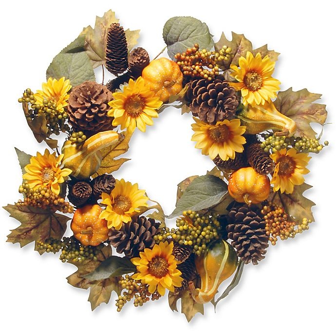 slide 1 of 1, National Tree Company National Tree Autumn Sunflower Wreath, 22 in