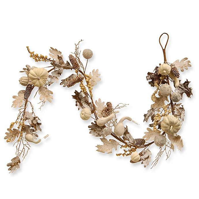 slide 1 of 1, National Tree Company Pumpkin and Pinecone Garland - White, 72 in