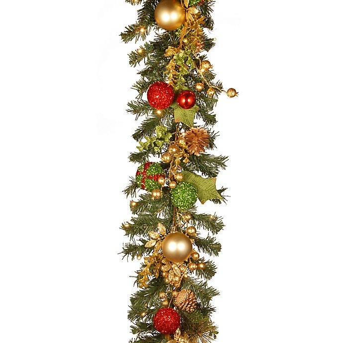 slide 1 of 1, National Tree Company Pre-Lit LED Decorated Christmas Garland, 72 in