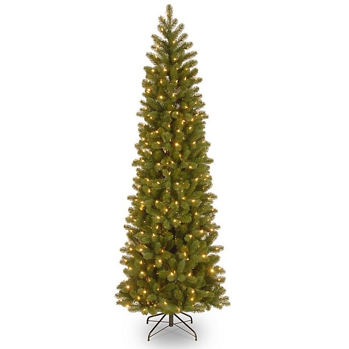 slide 1 of 1, National Tree Company Downswept Douglas Pencil Slim Christmas Tree with Clear Lights, 6.5 ft