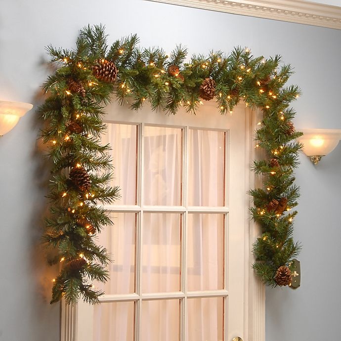 slide 2 of 3, National Tree Company Pine Cone Pre-Lit Garland with Clear Lights, 9 ft