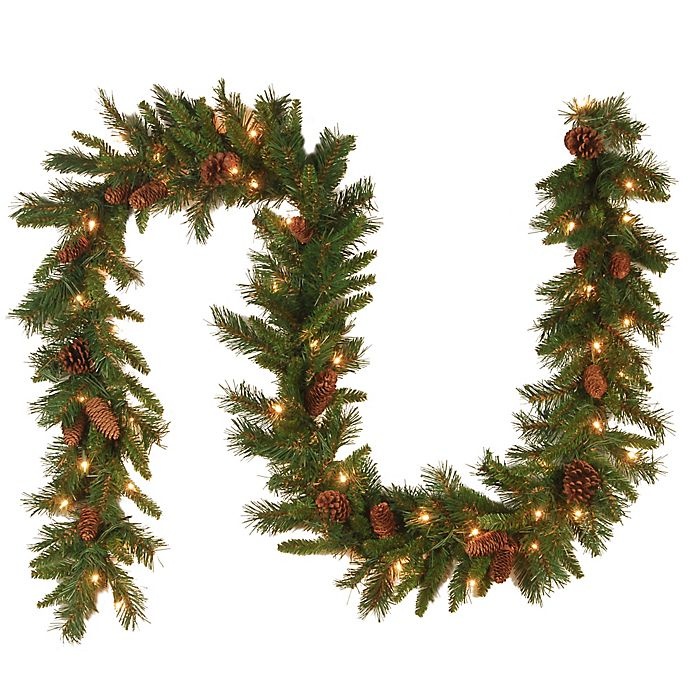 slide 3 of 3, National Tree Company Pine Cone Pre-Lit Garland with Clear Lights, 9 ft