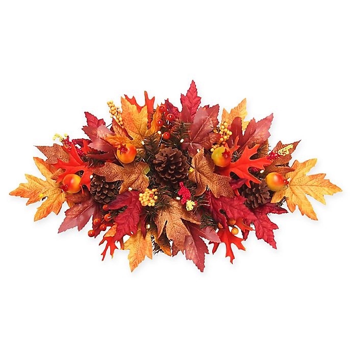 slide 1 of 1, National Tree Company Battery-Operated Maple Centerpiece with White LED Lights, 24 in