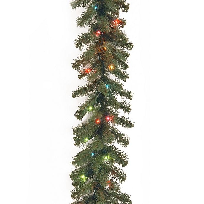 slide 1 of 1, National Tree Company Kincaid Spruce Garland with Multi-Colored Lights, 9 ft