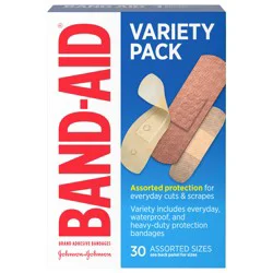 Band-Aid Brand Adhesive Bandages Variety Pack, Assorted Sizes, 30 ct