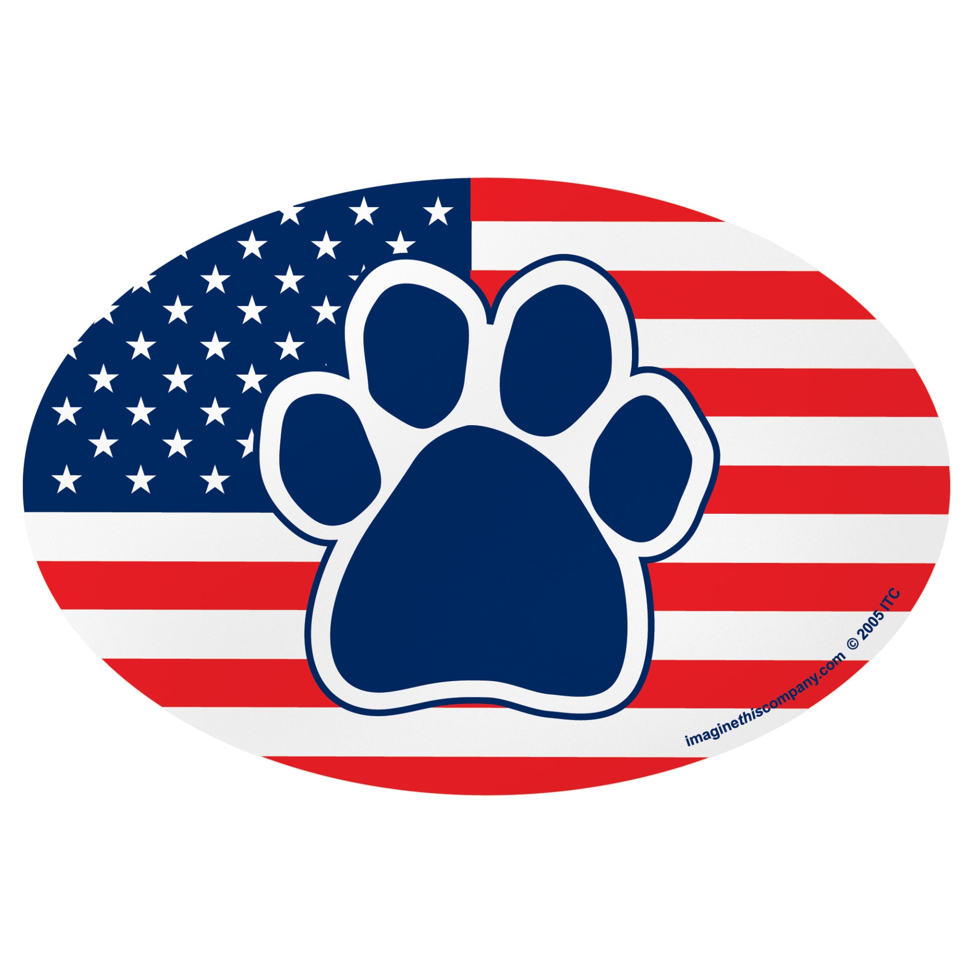 slide 1 of 1, Imagine This American Flag Paw Oval Car Magnet, SM