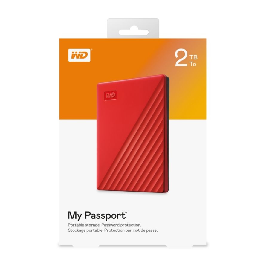 slide 4 of 4, Western Digital My Passport Portable External Hard Drive, 2Tb, Wdbyvg0020Brd-Wesn, Red, 1 ct