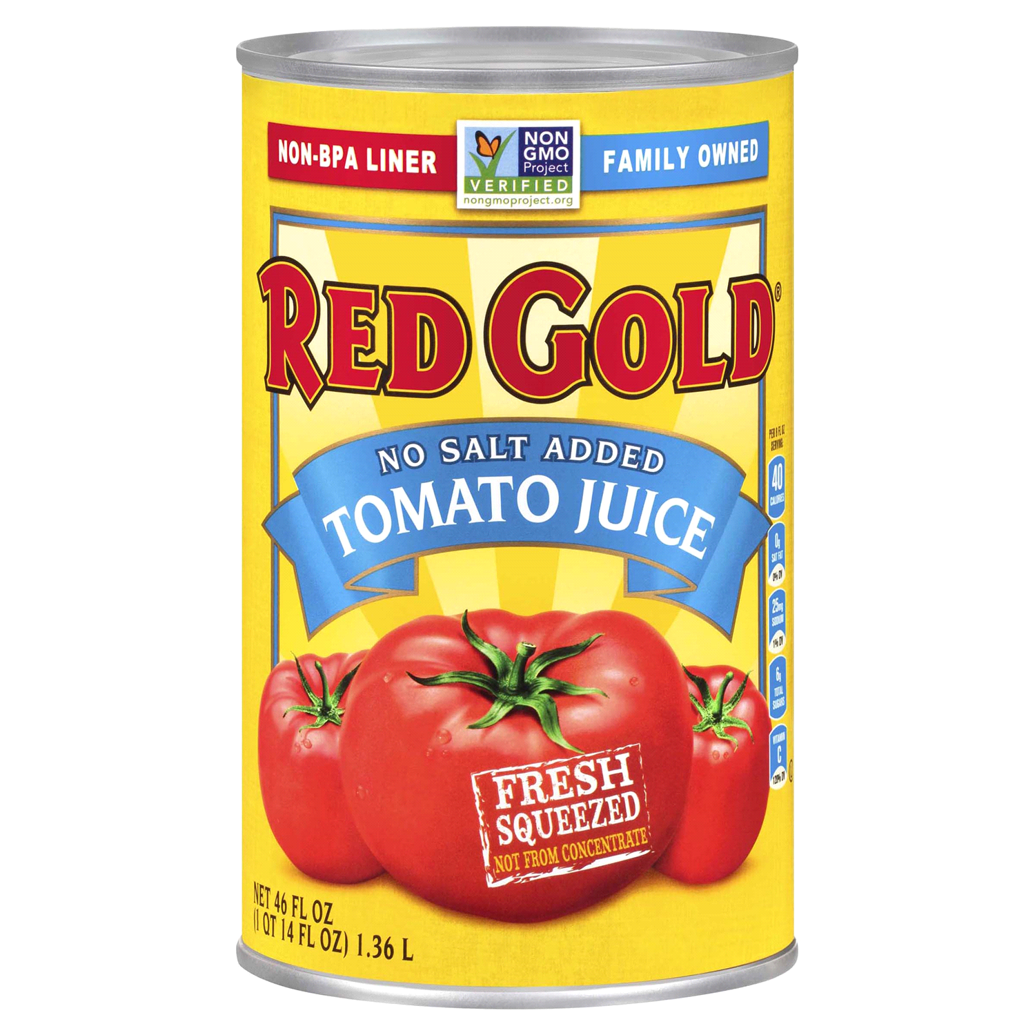 slide 1 of 2, Red Gold No Salt Added Tomato Juice - 46 fl oz, 46 fl oz