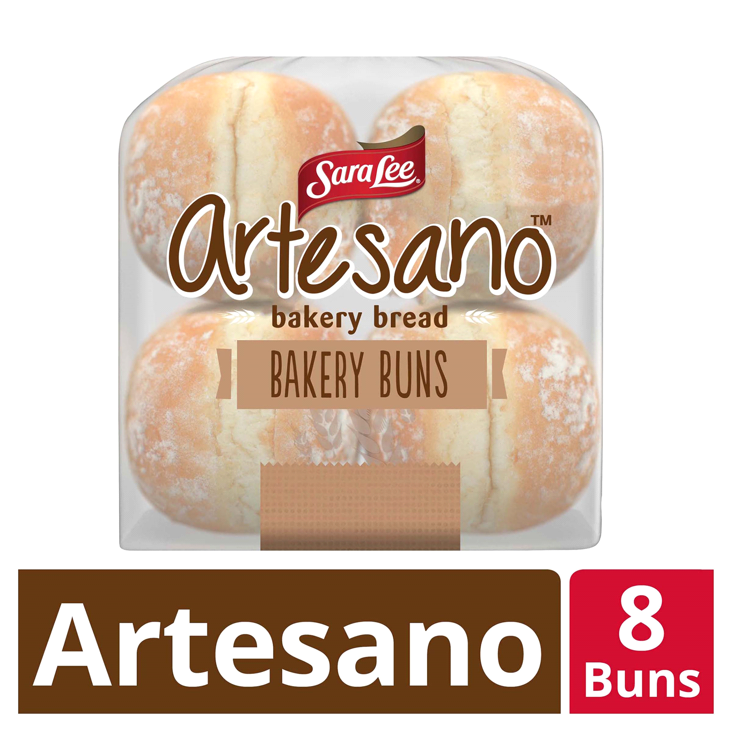 slide 1 of 5, Sara Lee Artesano White Bakery Buns, 8 count, 19 oz, 539 oz