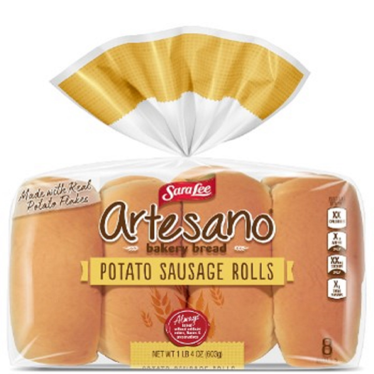 slide 1 of 1, Sara Lee Artesano Potato Hot Dog Buns, 8 count, 16 oz, 8 ct