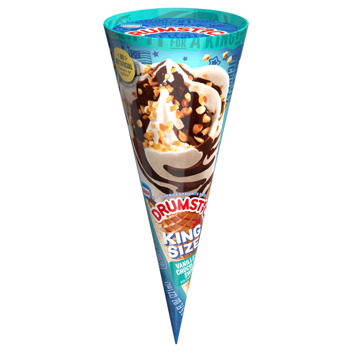 slide 1 of 9, Drumstick Vanilla with Chocolatey Swirls Ice Cream King Size 7.5 fl oz, 7.5 oz