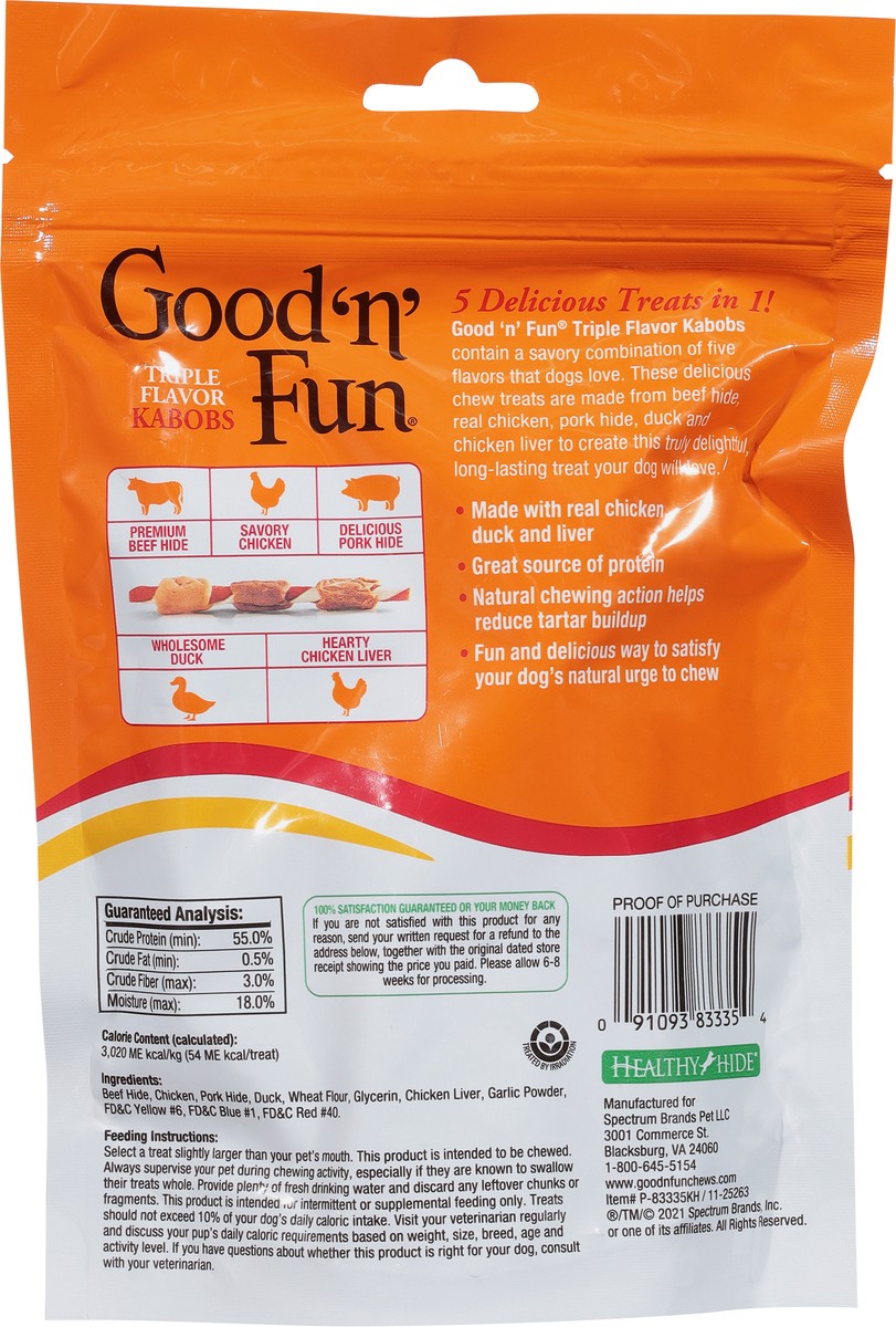 slide 3 of 9, Good 'n' Fun Kabobs Triple Flavor Snack for All Dogs 4.0 oz, 4 oz