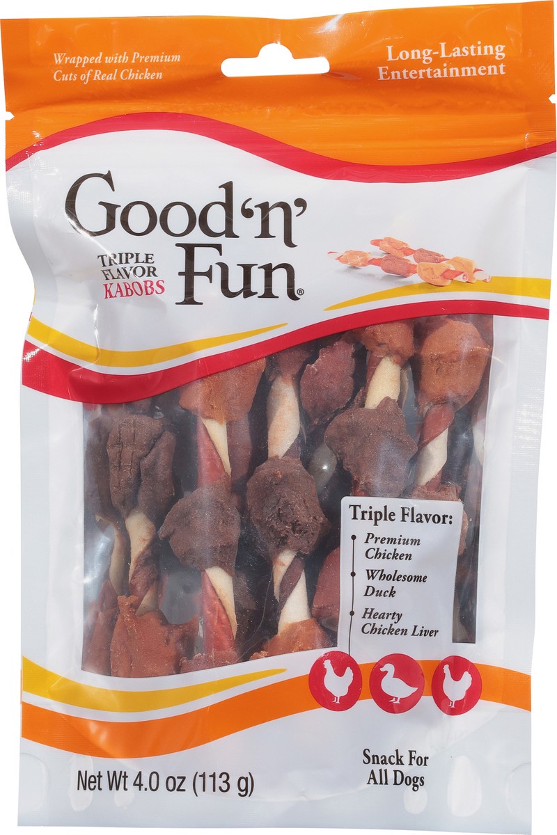 slide 2 of 9, Good 'n' Fun Kabobs Triple Flavor Snack for All Dogs 4.0 oz, 4 oz