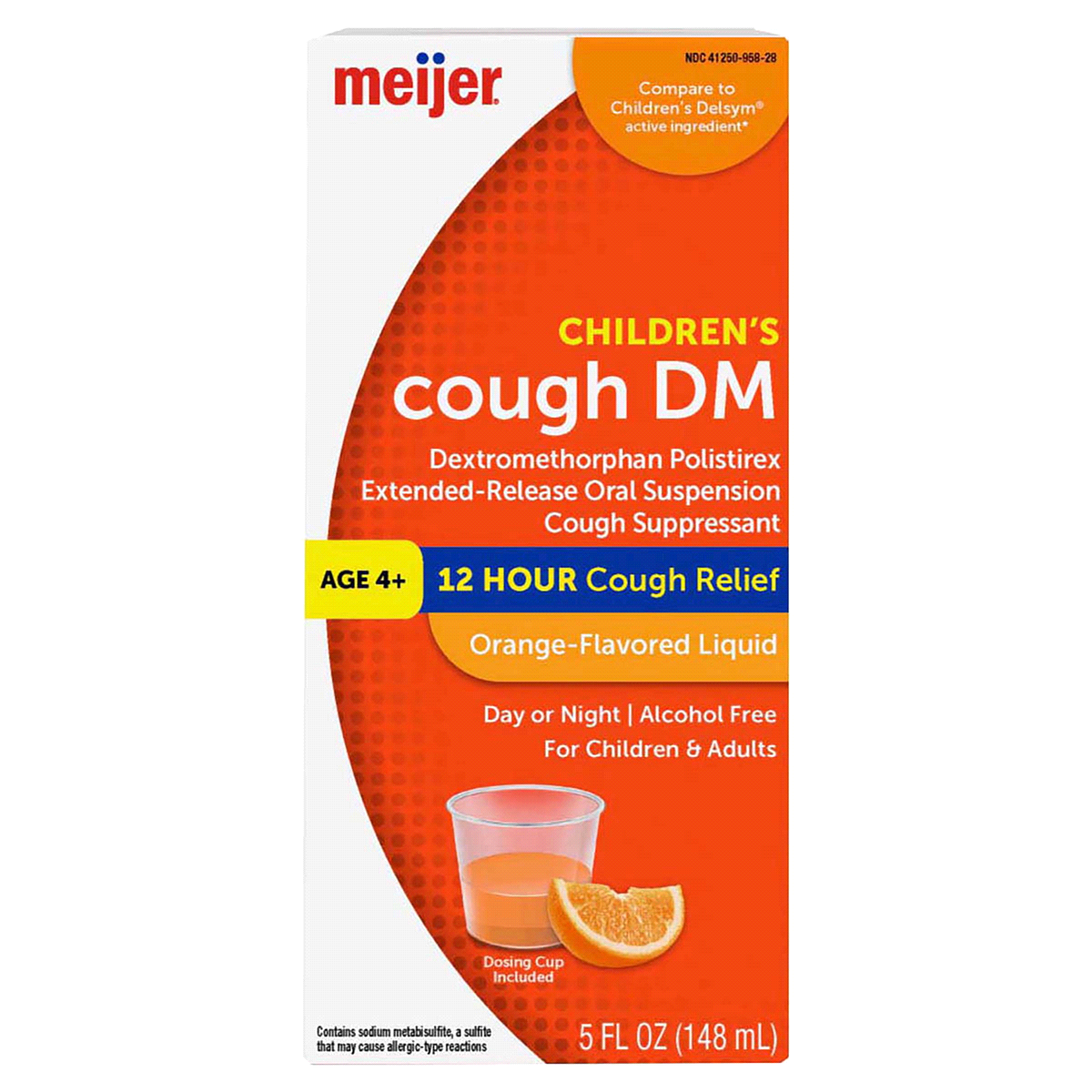 slide 1 of 29, Meijer Children's Cough Suppressant DM, Orange Flavor; Cough Medicine For Kids, 5 oz