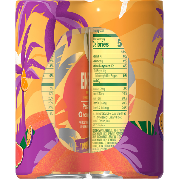 slide 16 of 29, V8 +Energy Passionfruit Orange Guava Juice Energy Drink, 8 fl oz Can (6 Pack), 48 oz