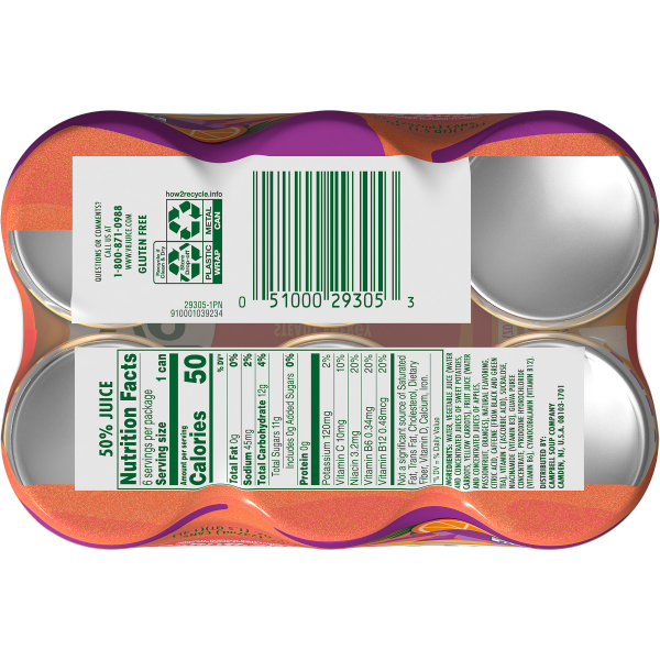 slide 28 of 29, V8 +Energy Passionfruit Orange Guava Juice Energy Drink, 8 fl oz Can (6 Pack), 48 oz