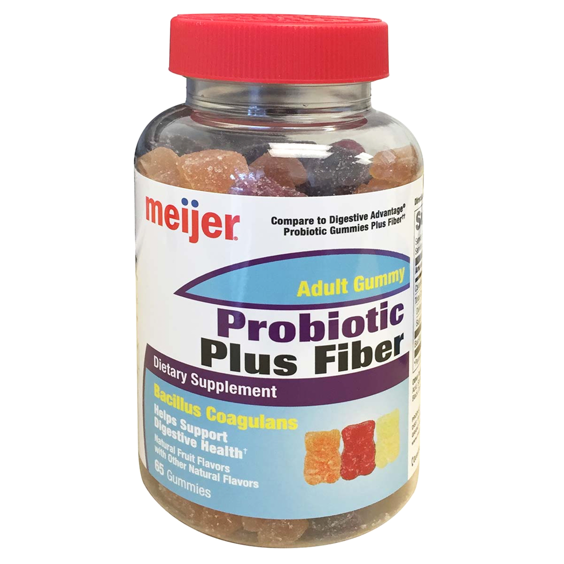 slide 1 of 1, Meijer Adult Probiotic Gummies Plus Fiber, 65 ct