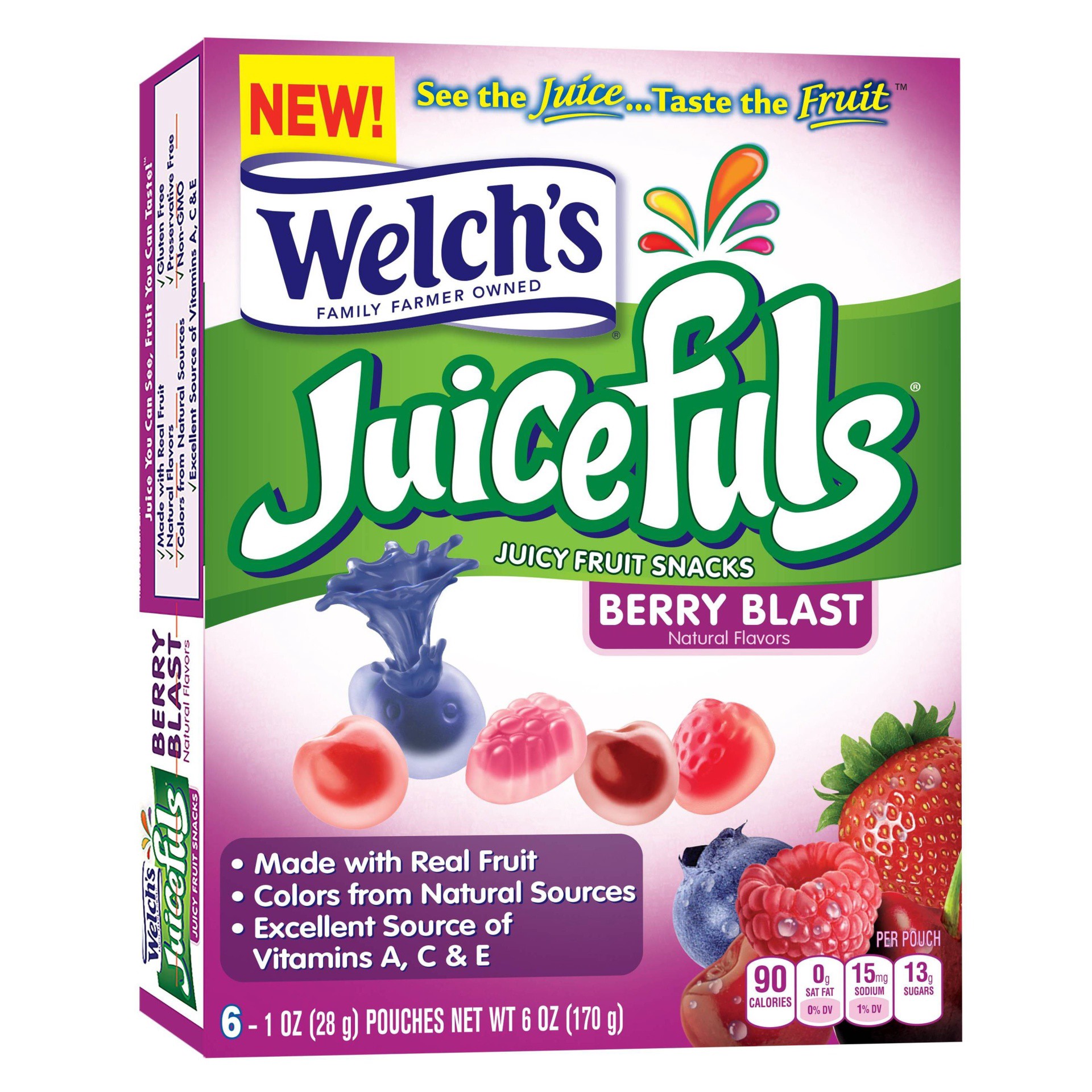 slide 1 of 5, Welch's Juicefuls Berry Blast Juicy Fruit Snacks 6 - 1 oz (28 g) Pouches, 6 ct