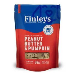 Finley's Crunchy Biscuits Peanut Butter & Pumpkin Recipe Dog Treats 6 oz