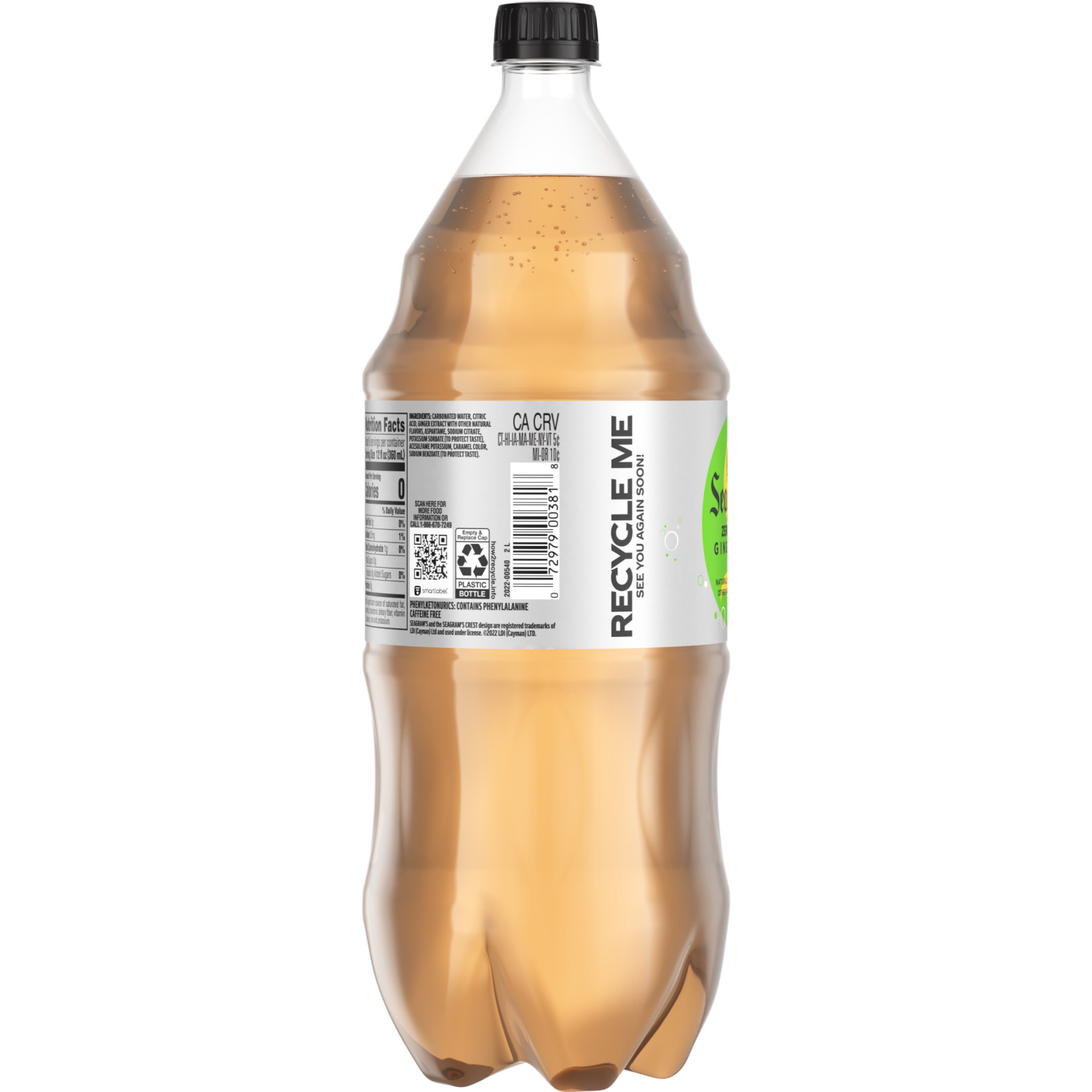 slide 4 of 8, Seagram's Zero Sugar Ginger Ale Bottle- 2 liter, 2 liter
