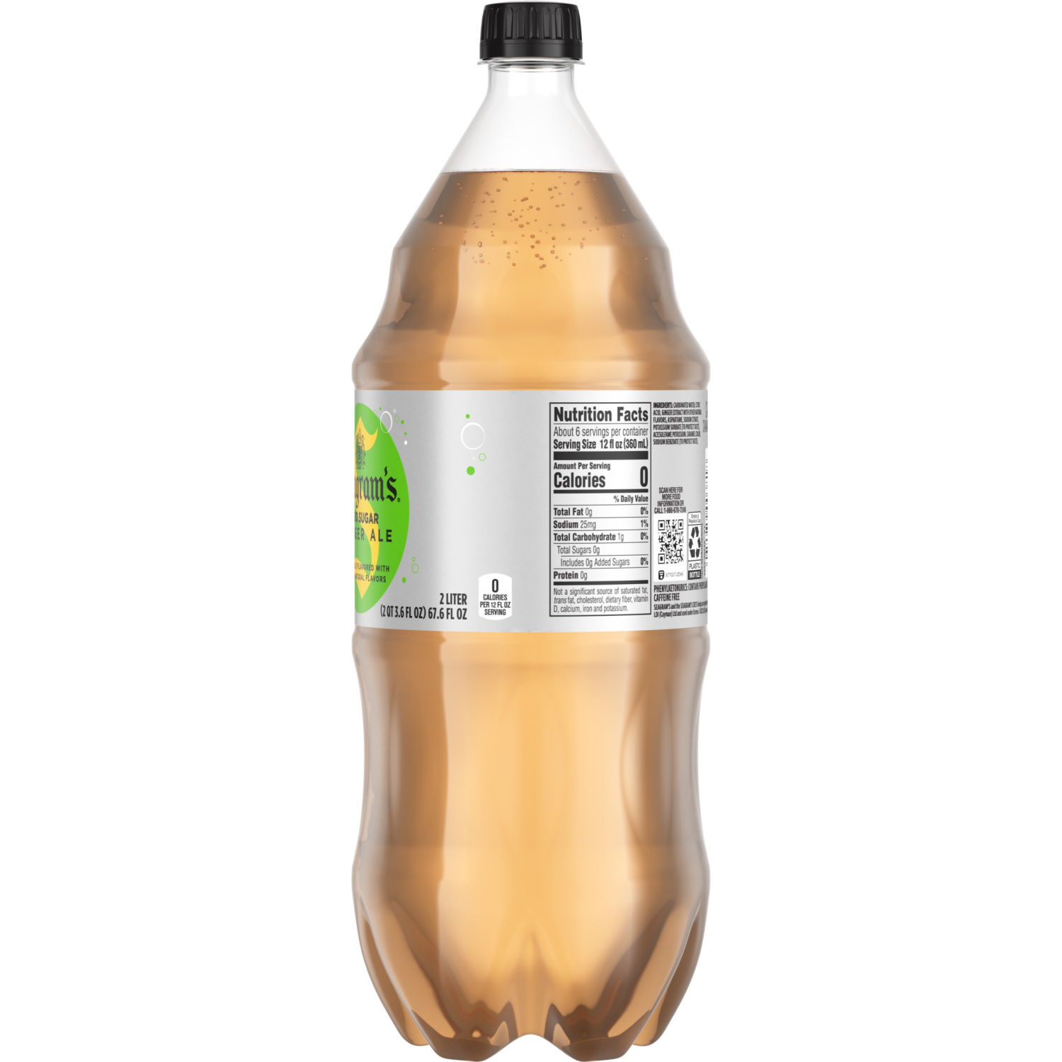 slide 5 of 8, Seagram's Zero Sugar Ginger Ale Bottle- 2 liter, 2 liter