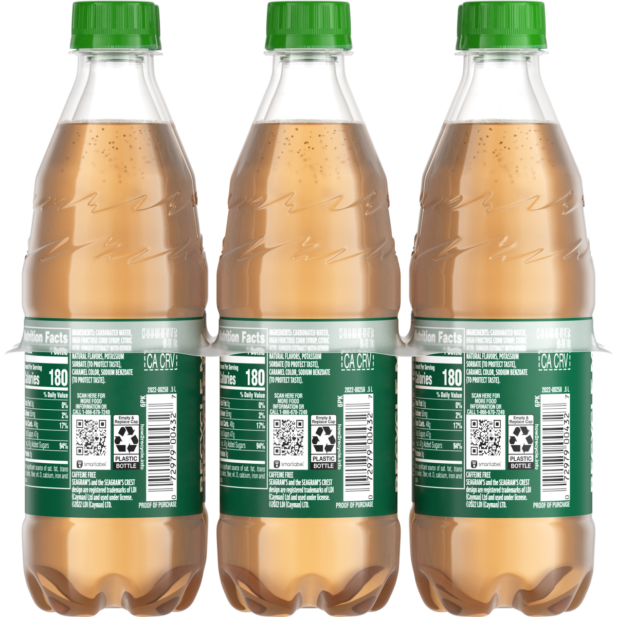 slide 15 of 29, Seagram's Seagrams Ginger Ale Bottles, 16.9 fl oz, 6 Pack, 6 ct