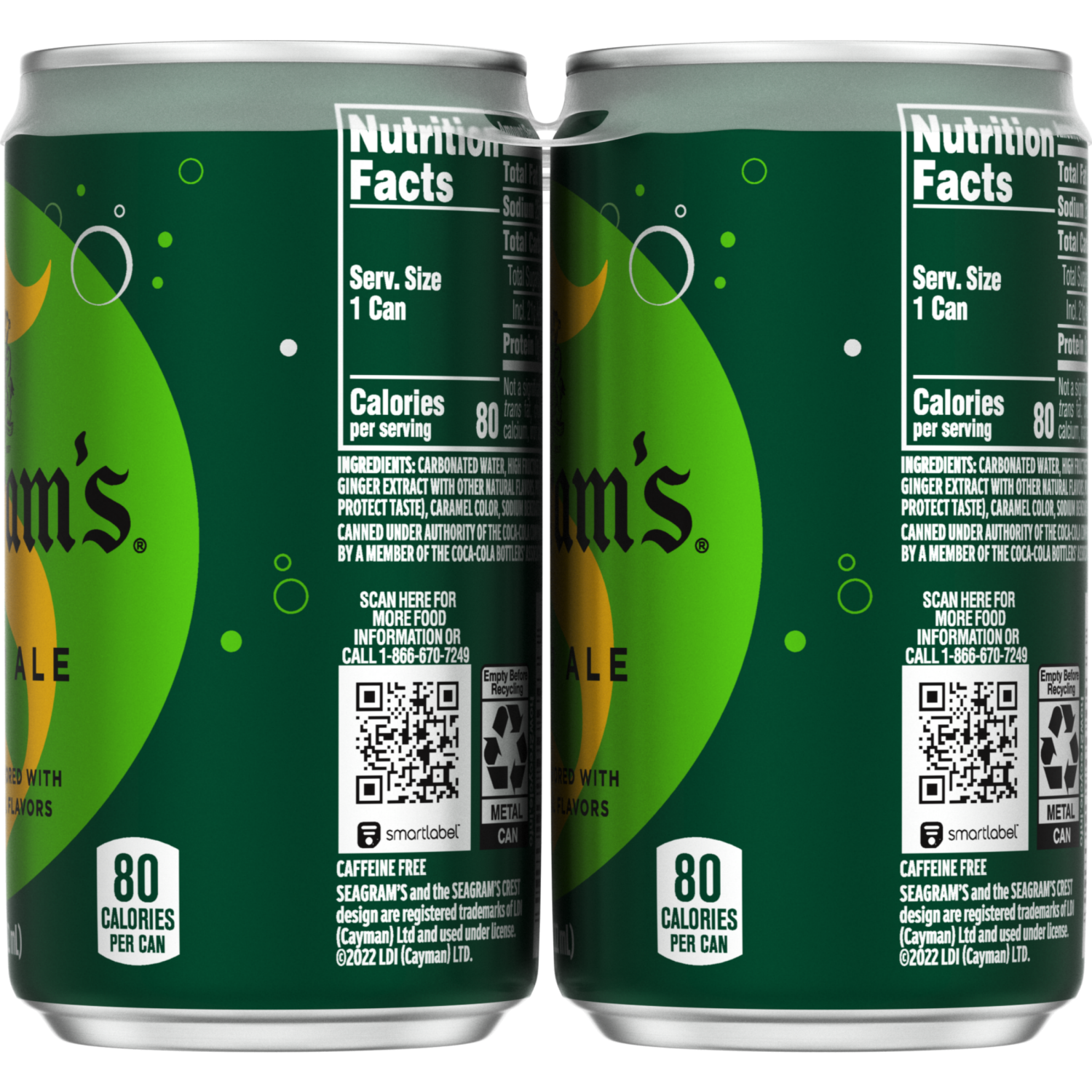 slide 5 of 8, Seagram's Ginger Ale, 6 ct; 7.5 oz