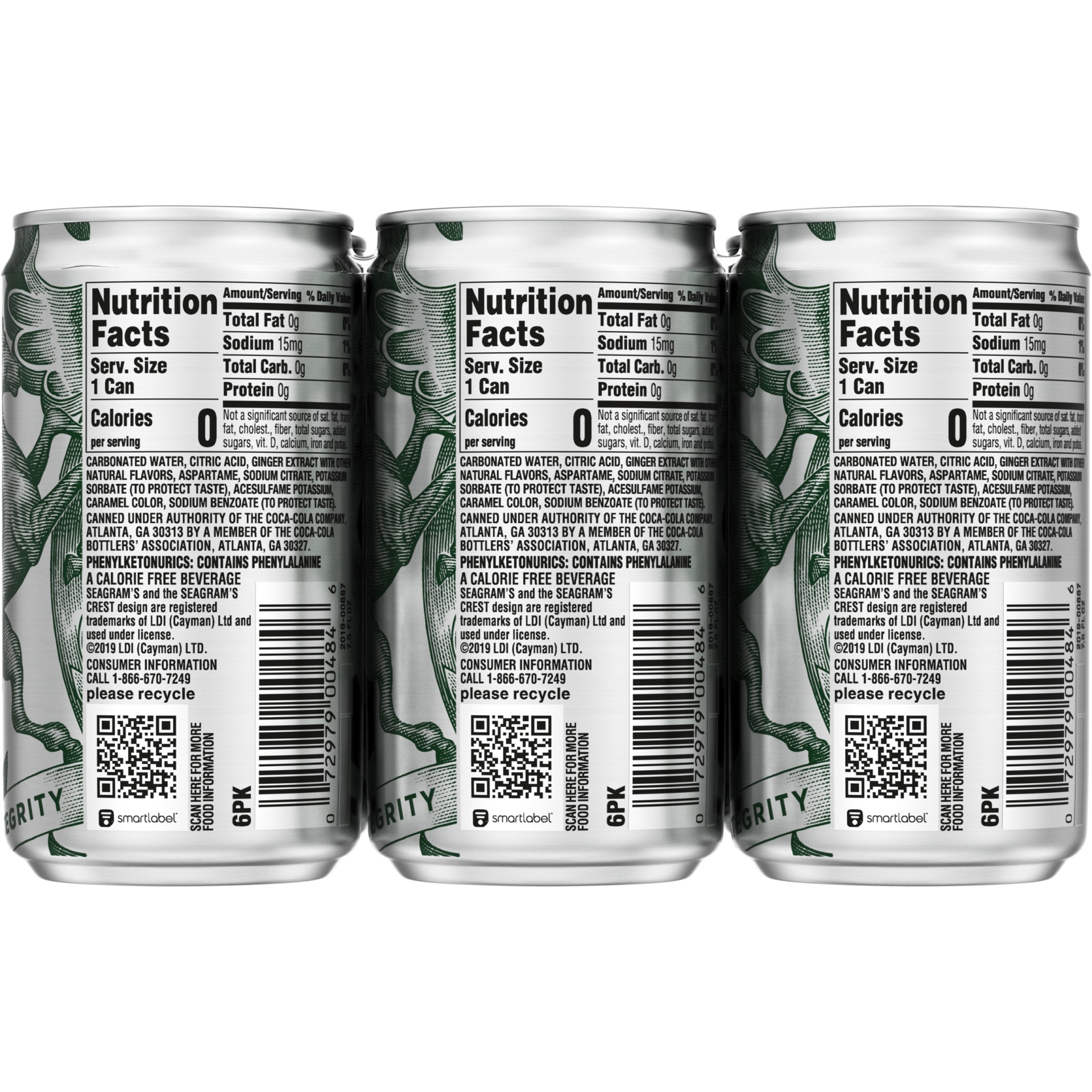 slide 6 of 12, Seagram's Zero Sugar Ginger Ale Cans, 7.5 fl oz, 6 Pack, 6 ct; 7.5 oz