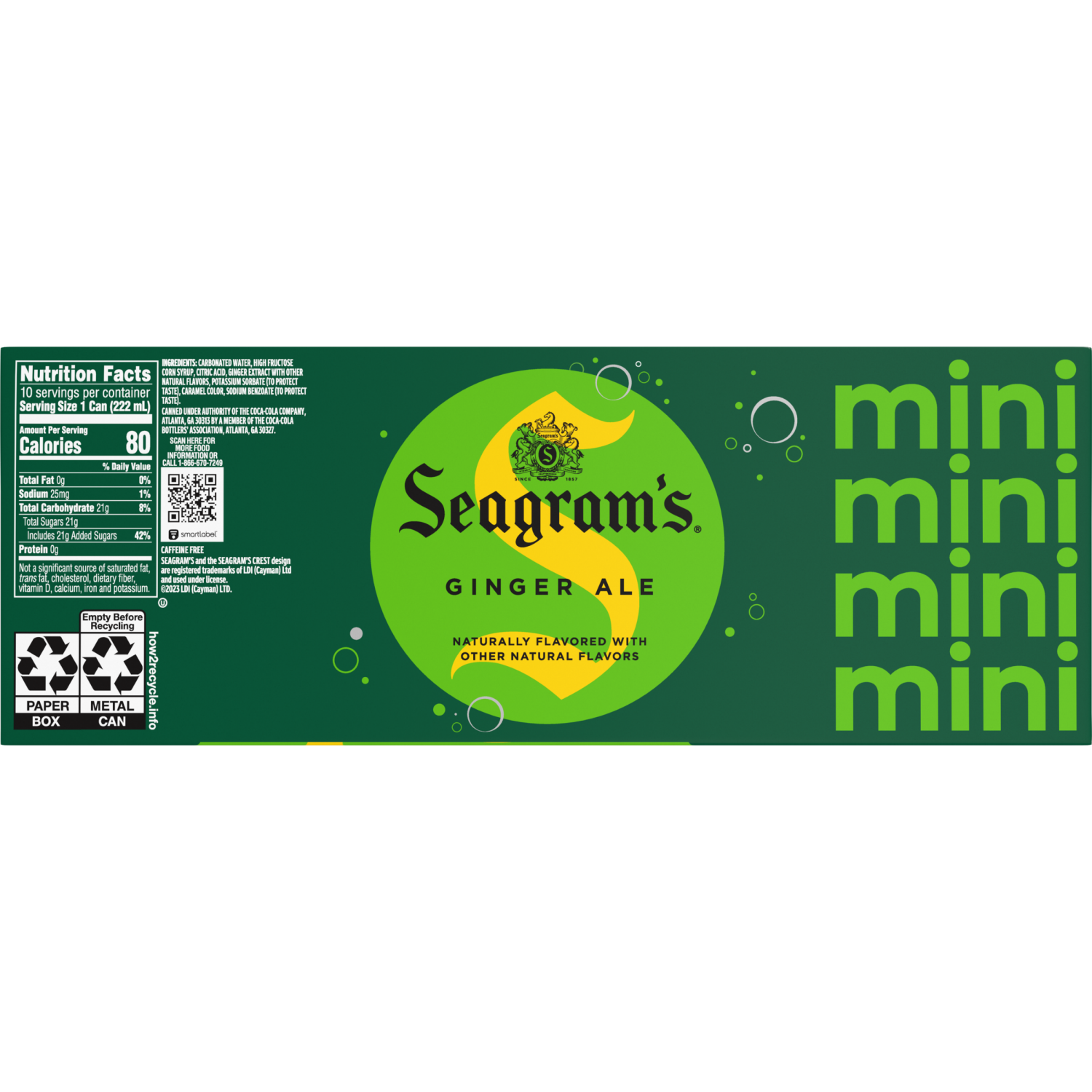 slide 2 of 7, Seagram's Seagrams Ginger Ale Fridge Pack Cans, 7.5 fl oz, 10 Pack, 10 ct; 7.5 fl oz