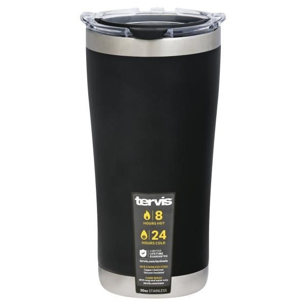 slide 1 of 1, Tervis Tumbler, with Lid, Stainless, Black Powder Coat, 30 Ounce, 1 ct