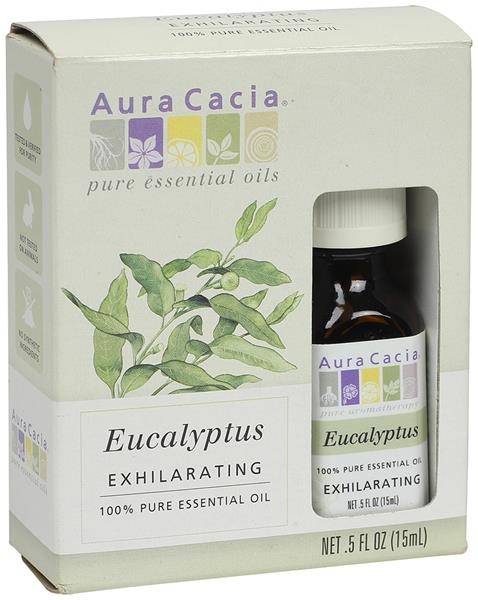 slide 1 of 1, Aura Cacia Exhilarating Eucalyptus Essential Oil, 0.5 fl oz