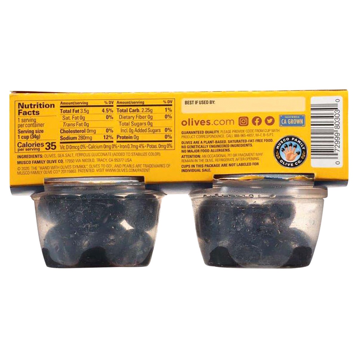 slide 5 of 5, Pearls Olives to Go Large Ripe Pitted Olives 4 - 1.2 oz Cups, 4 ct