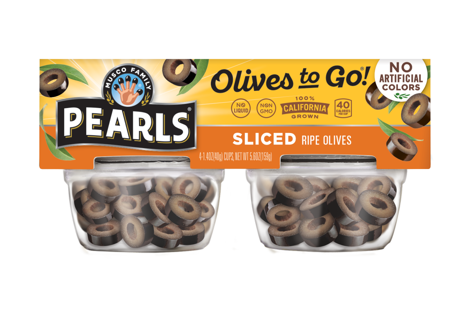 slide 1 of 5, Pearls Olives to Go Sliced Ripe Olives 4 - 1.4 oz Cups, 4 ct