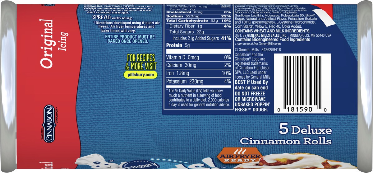 slide 9 of 9, Grands! Cinnamon Rolls with Cinnabon Cinnamon and Original Icing, Refrigerated Canned Pastry Dough, 5 ct., 17.5 oz., 5 ct